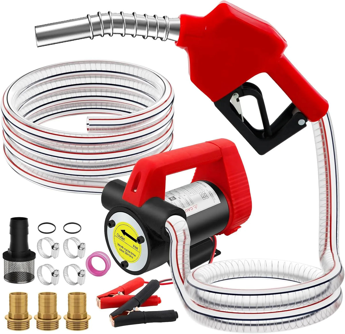 12V 200W Diesel Pompa di Trasferimento 45L/Min Pompa di Trasferimento Carburante Elettrico con Ugello di Spegnimento Automatico e Tubo per Diesel