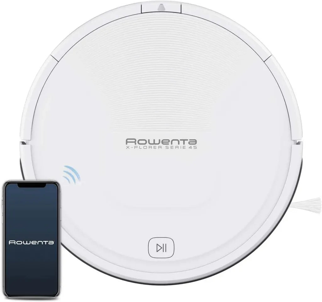 Rowenta X-Plorer Serie 45 Robot Aspirapolvere con Sensori Smart, Pulizia 3in1 Efficiente, Bianco