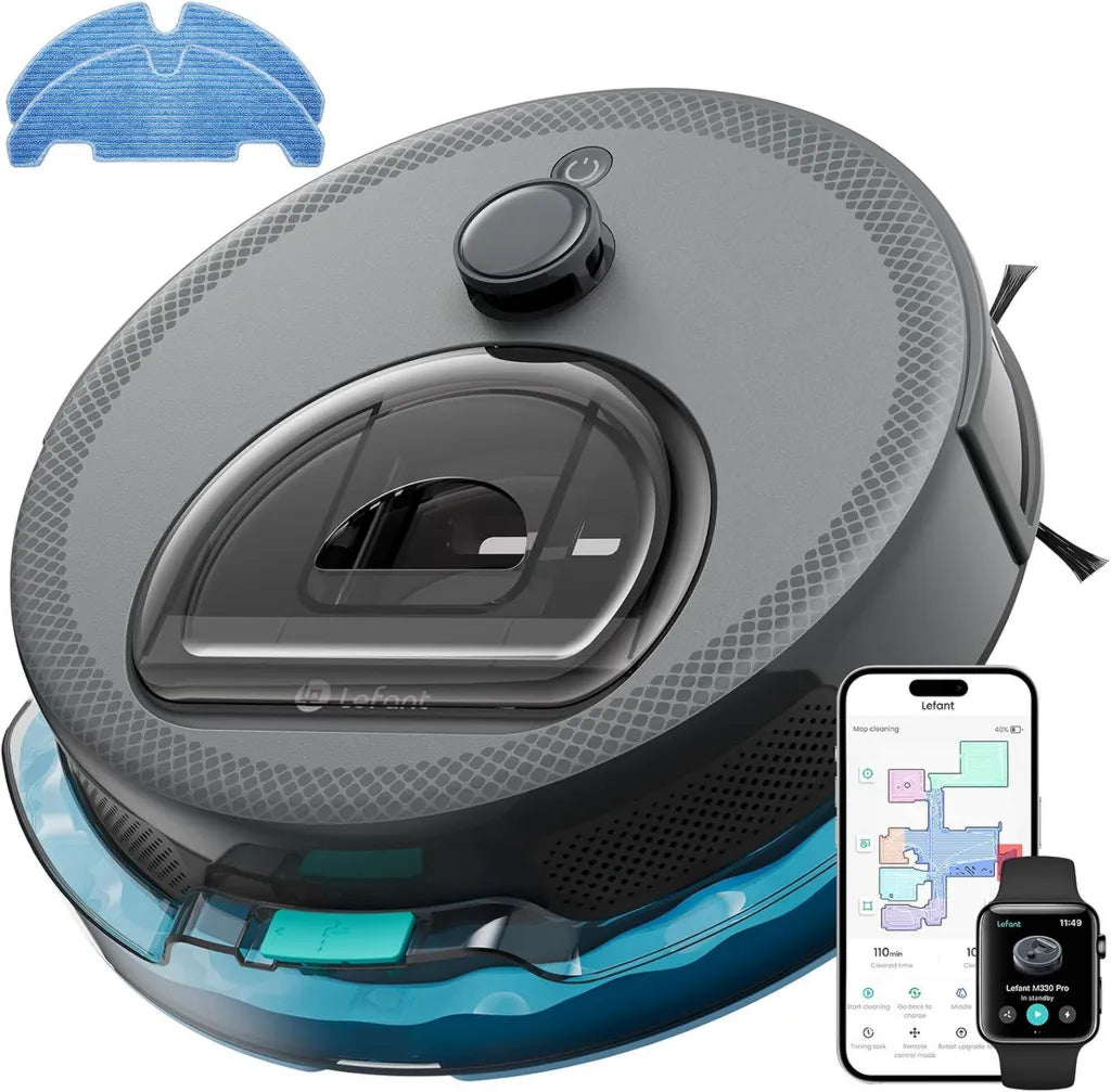 Robot Aspirapolvere Lefant M330Pro con Laser mappatura 5000Pa, Evitamento Ostacoli, Compatibile App e Alexa, Ideale per Animali e Pavimenti Duri, Grigio