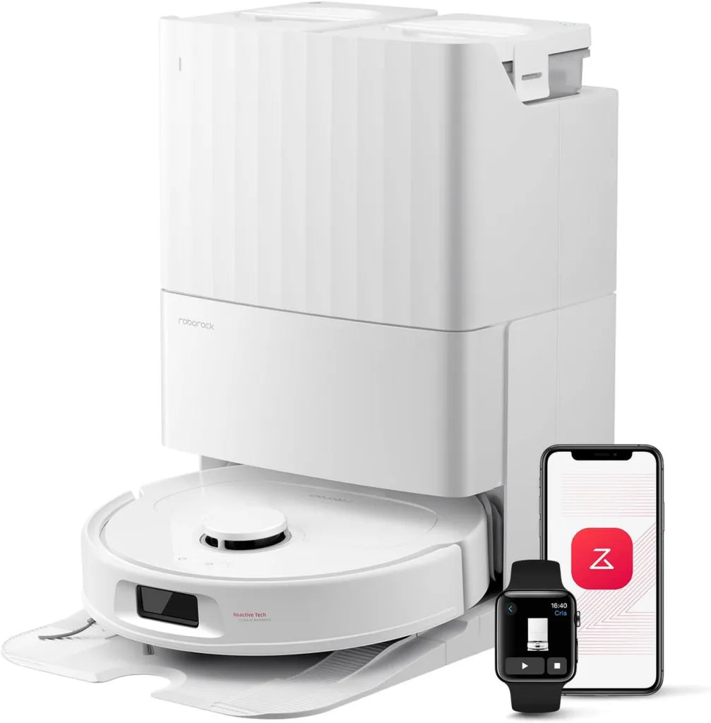 Roborock QV 35S Aspirapolvere Robot con 10.000Pa, Funzione Antigroviglio e Autolavaggio, Panno Sollevabile, Asciugatura ad Aria, Stazione Multifunzionale, Evita Ostacoli e Riconoscimento Tappeti, Bianco