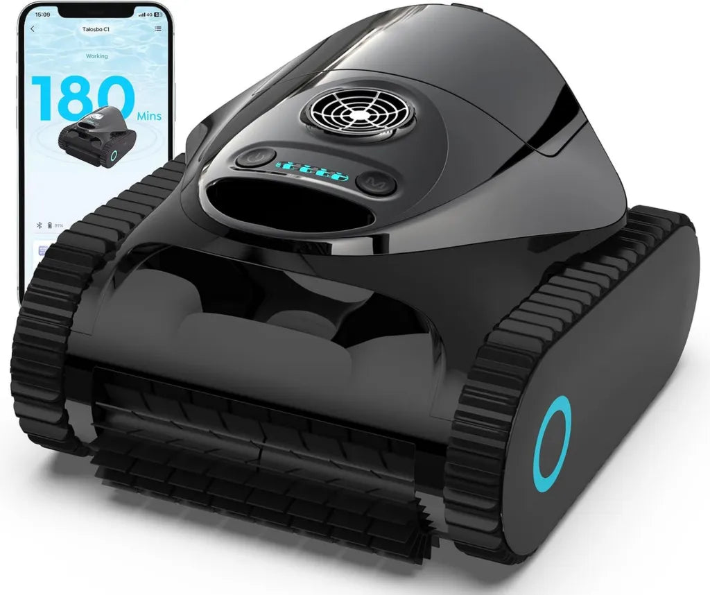 Robot Pulitore Piscina Senza Fili con App, Doppio Filtro, 7 Modalità di Pulizia, 180 Minuti, per Piscine Fino a 150 m²