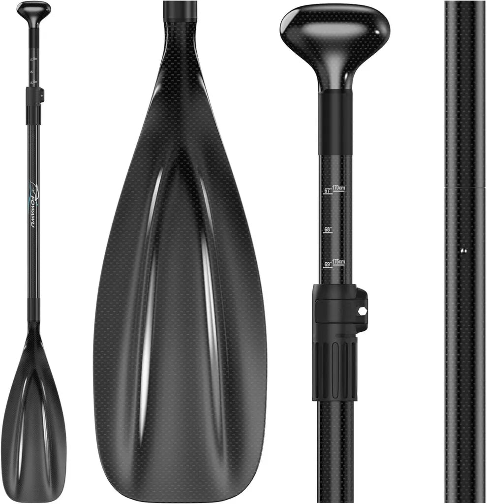 Pagaia SUP in Carbonio con Asta Regolabile a Tre Pezzi - Remo Leggero e Galleggiante