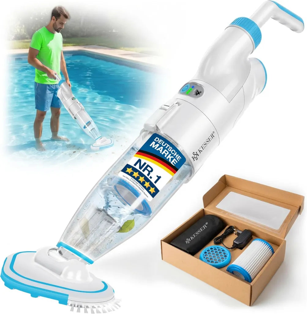 Aspirapolvere Elettrico per Piscina KESSER® con Filtro Integrato e Sistema a Doppia Velocità, Senza Fili, Copertura fino a 15 m³