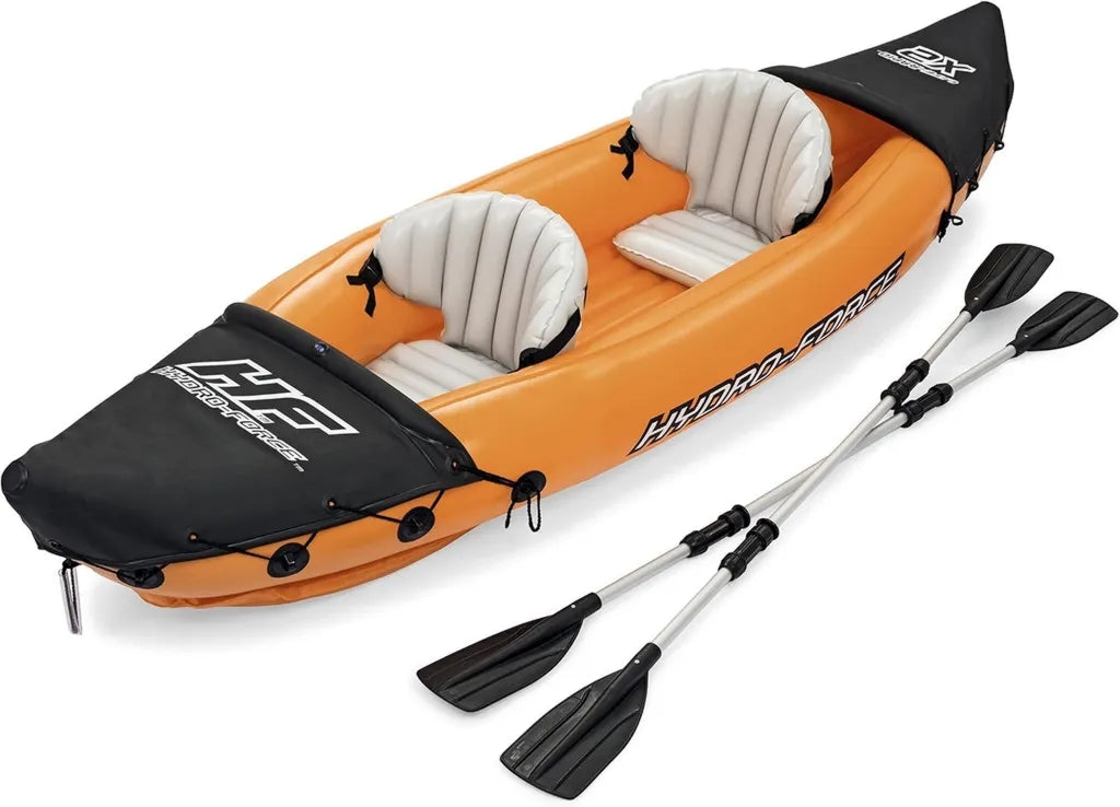 Kayak Gonfiabile a Doppio Sedile con Accessori Completi, Arancione