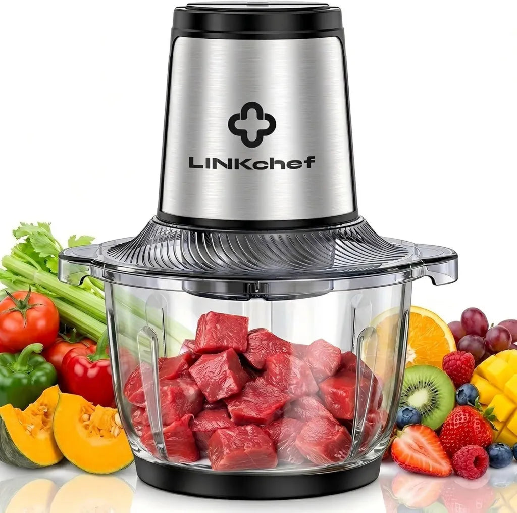 Mini Robot da Cucina LINKChef 1,5L con Vetro, 2 Velocità e Lame in Acciaio Inox