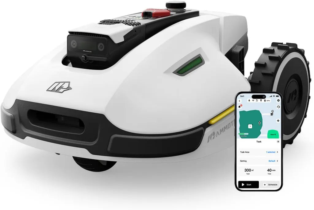Robot Tagliaerba MAMMOTION YUKA 2000 con AI Vision 3D, Copertura fino a 2400m², Pendenze fino a 45%, Taglio Regolabile 20-90mm, Larghezza 320mm, Modulo 4G Incluso
