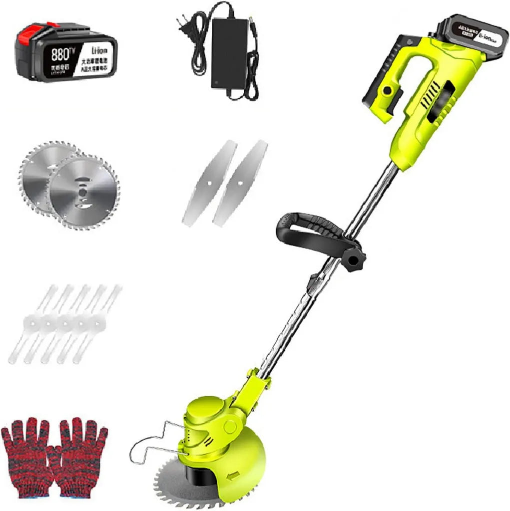 Tagliaerba Elettrico Portatile con Batteria 48V Ricaricabile, 3 Lame per Giardino