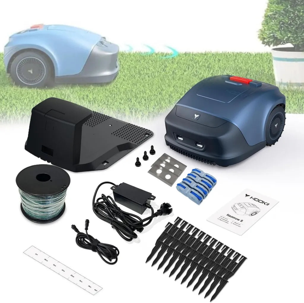 Tagliaerba Robotizzato con Controllo APP, Superficie Fino a 1000㎡, Altezza Regolabile 20-55 mm, Larghezza 18 cm, Pendenza Massima 30%, Navigazione GPS, Confini Virtuali