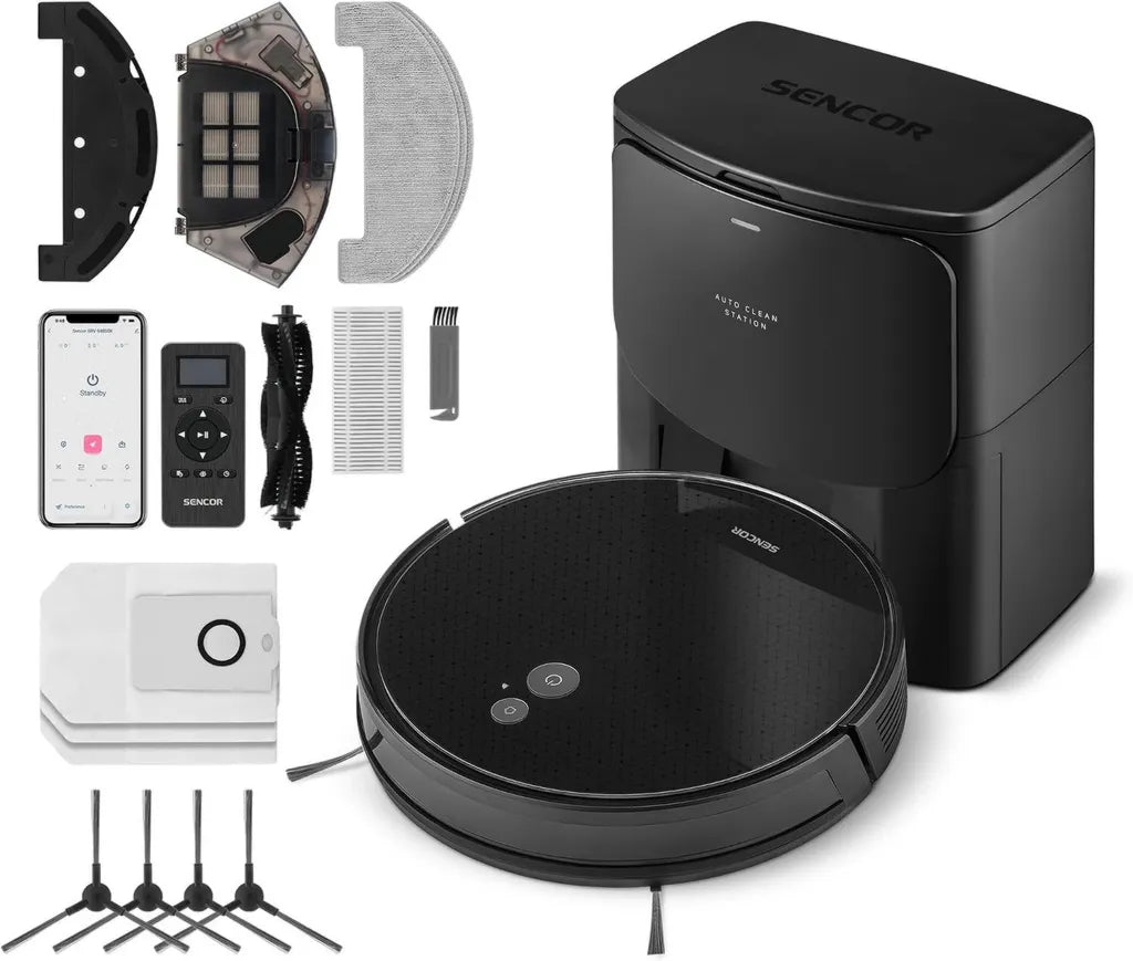 Robot Aspirapolvere Sencor con Sistema di Autopulizia, Design Ultra Sottile, Potente e Versatile per Ogni Superficie