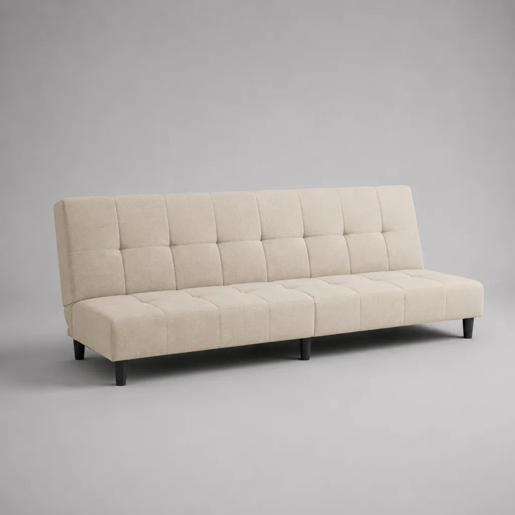 Divano convertibile a 3 posti senza braccioli in poliestere beige, 180 × 88 × 80 cm