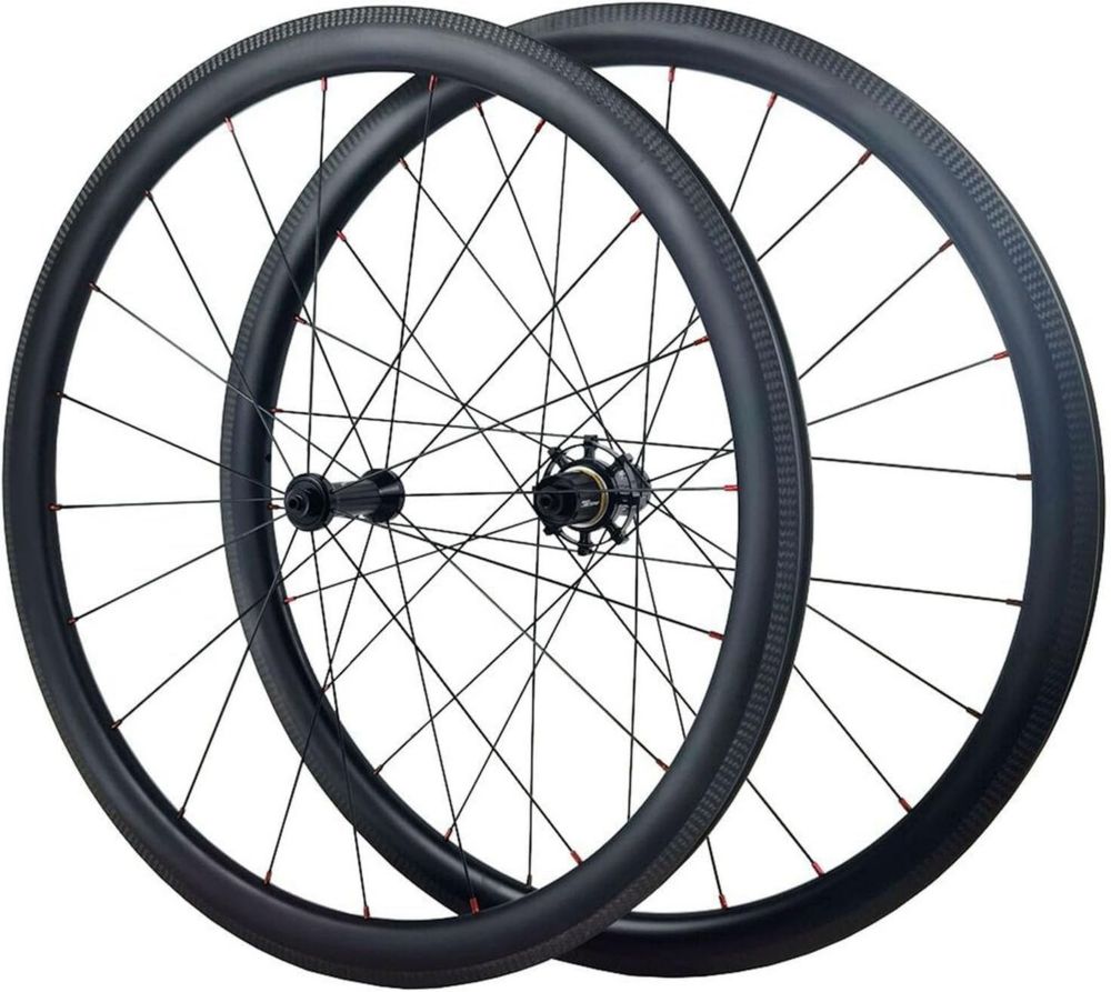 Coppia di Ruote in Carbonio 700C per Bici da Corsa, Compatibili con Freno a Ceppo, Profilo 55mm, 7-11 Velocità, 1830g