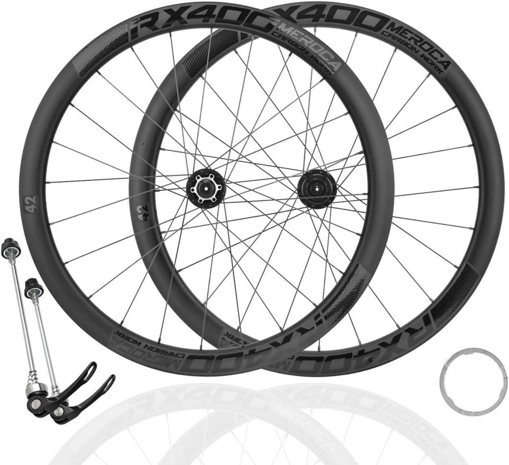 Ruote 700C in Carbonio per Bici da Strada con Cerchi 42 mm e Freni a Disco