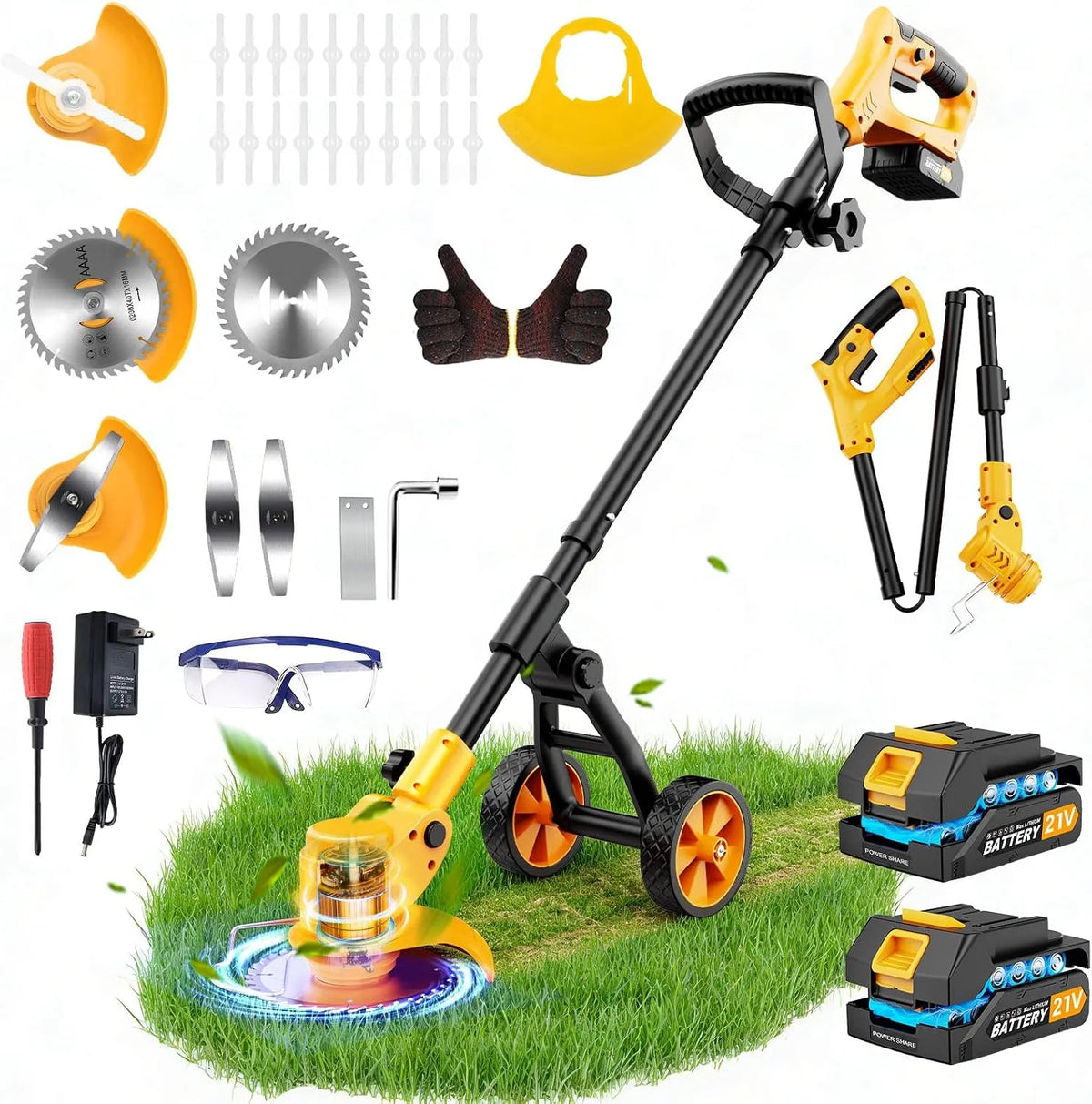 Tagliabordi: a batteria, asta telescopica, struttura mobile, 21v