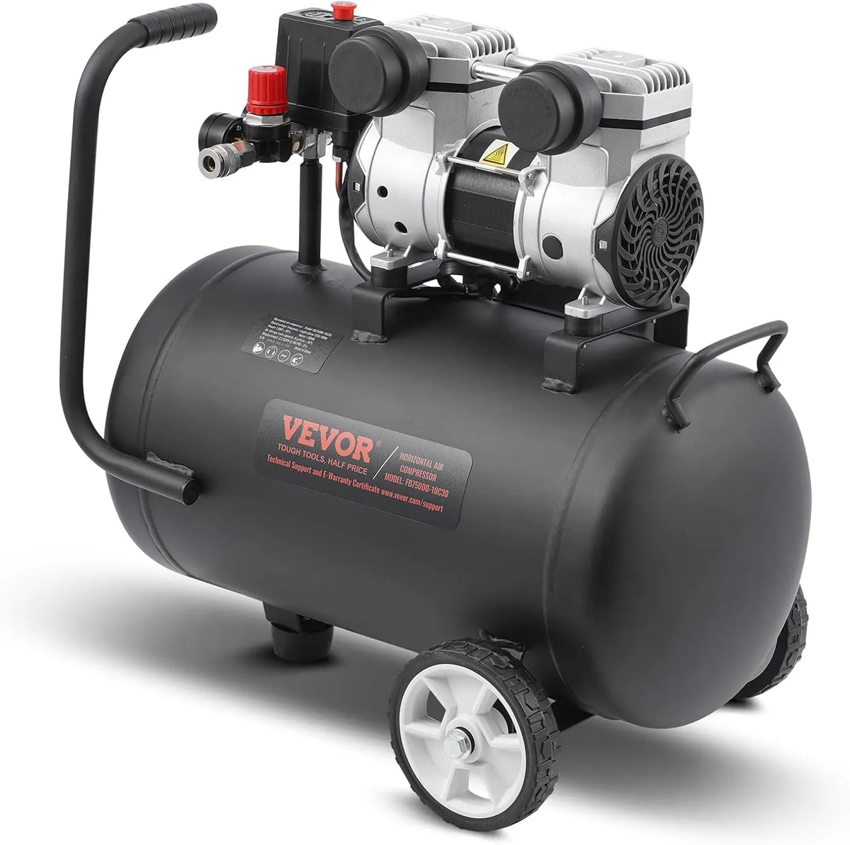 VEVOR Compressore d'aria: in acciaio, funzionamento silenzioso, design portatile, 30 L, 80 dB, per la manutenzione dell'auto