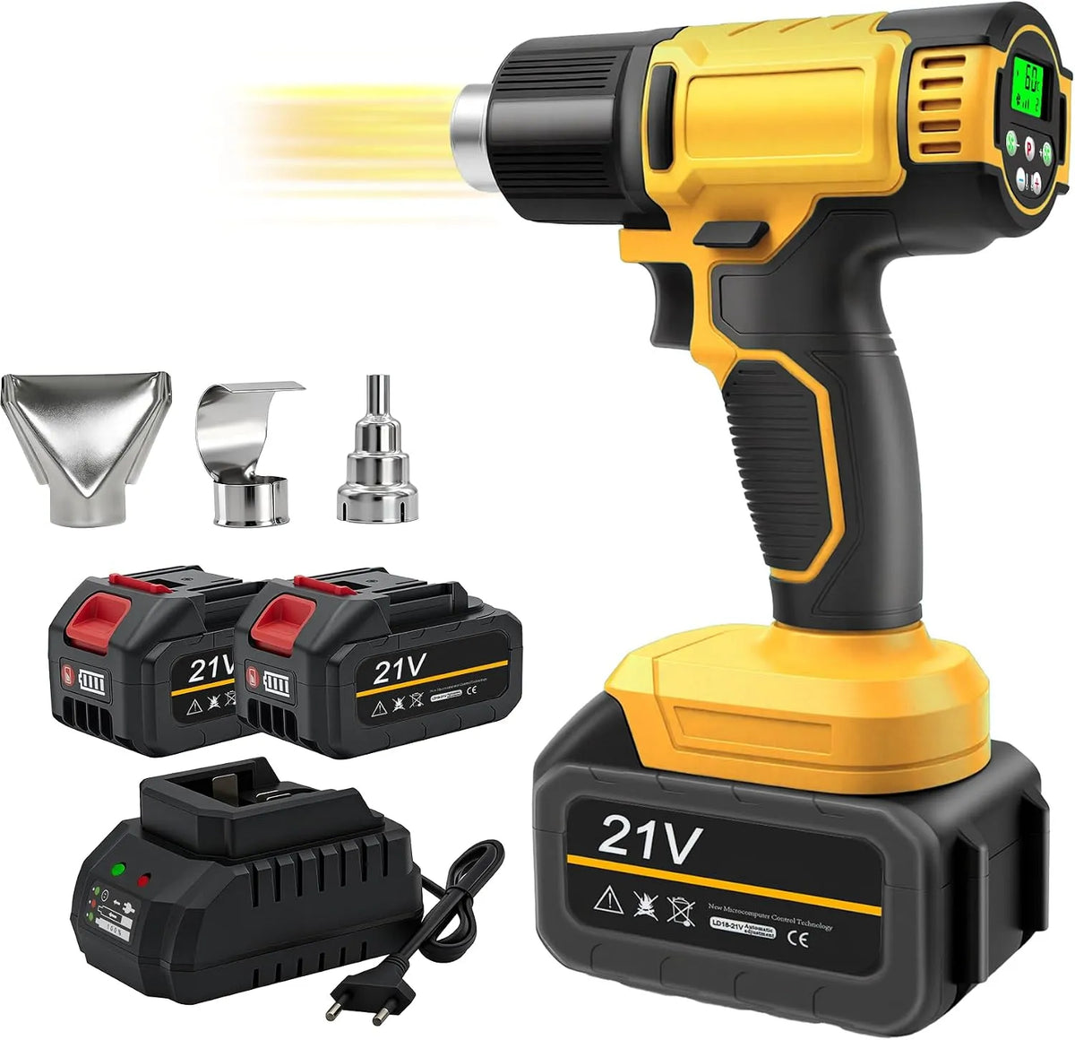 Pistola a spruzzo, spruzzatore per vernice, LCD, a batteria, regolabile, velocità regolabile, con display, 2.0Ah