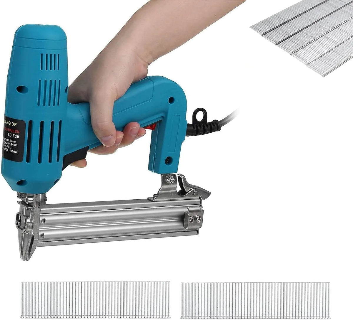 Chiodatrice e graffatrice elettrica – F30, in legno, 30 mm, 240V, 1800W, per la lavorazione del legno
