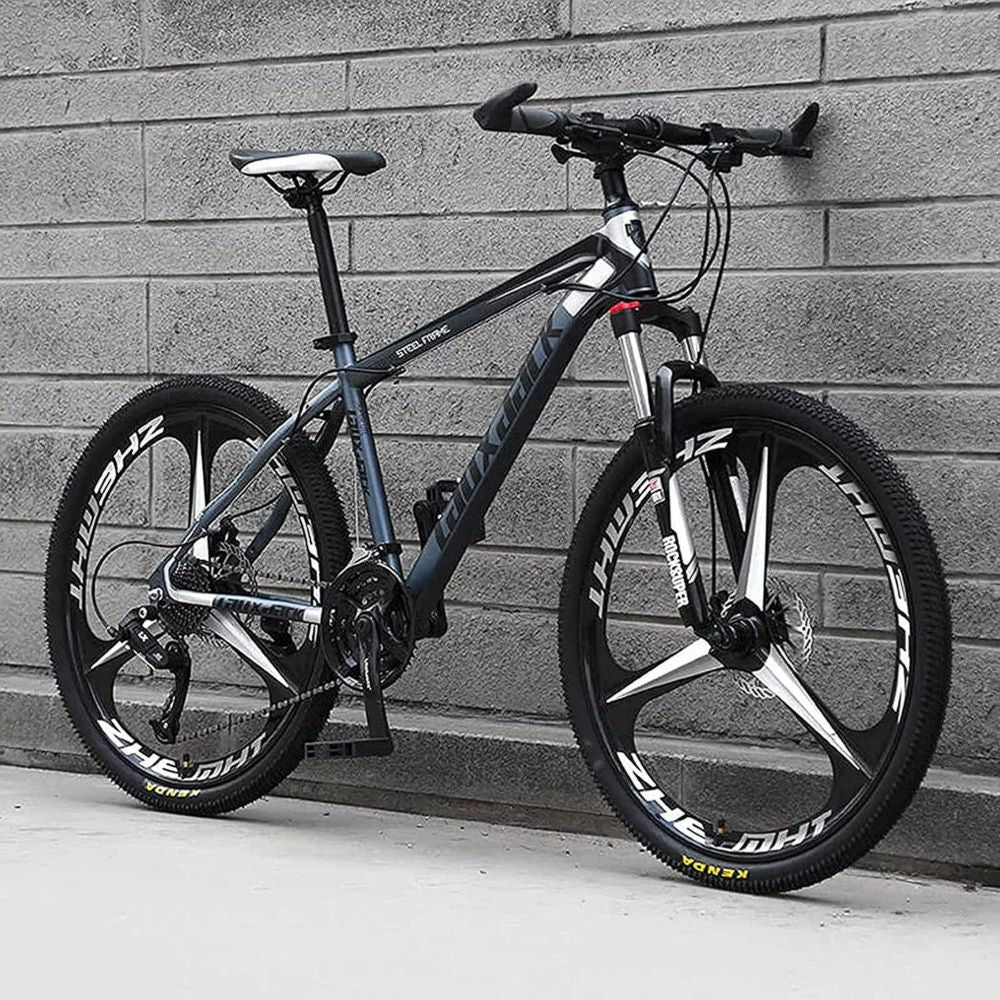 Bicicletta MTB Pieghevole 26'' con Sospensione Completa, 21-30 Velocità, Ruote da 26'' Antiscivolo per Uomo e Donna