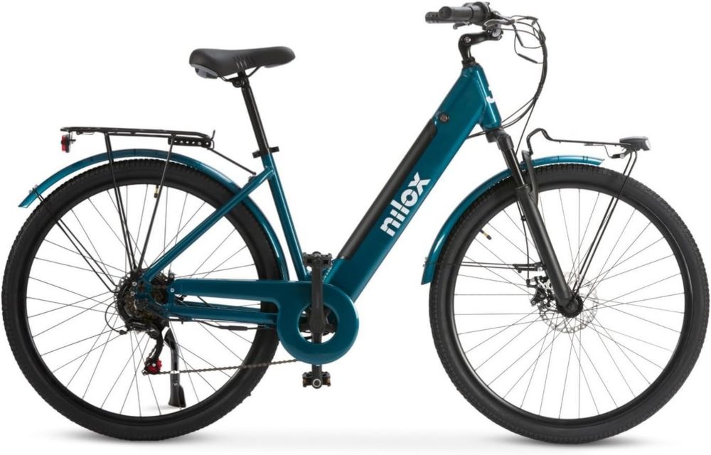 Nilox Ebike J7, Bicicletta Elettrica, Autonomia 80 km, Velocità Massima 25 km/h, Motore 36V 250W, Batteria Rimovibile 13 Ah, Pneumatici 28x1,75, Cambio 6 Marce
