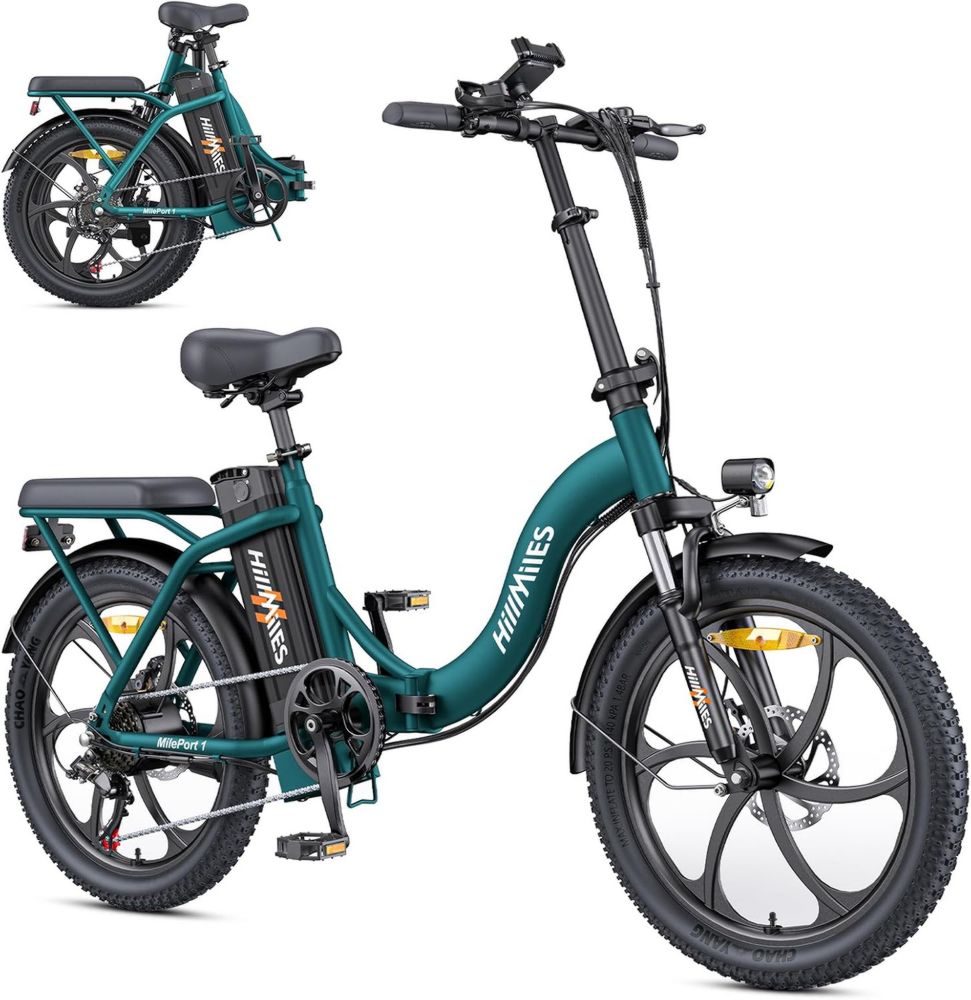 Bicicletta Elettrica Pieghevole Adulti 36V, Batteria 13AH 250W, Ruote Grasse 20x3.0, Velocità 25KM/H, Autonomia 100KM