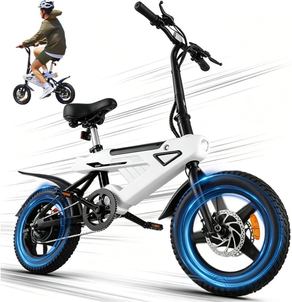 Bicicletta Elettrica Pieghevole per Adulti con Batteria Rimovibile 36V, Freni a Disco Doppio e Sospensione Completa
