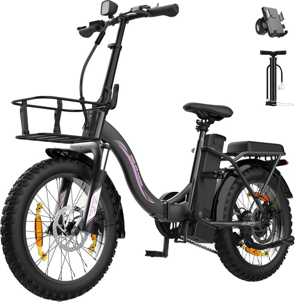 Bicicletta Elettrica Adulti 250W, Batteria Rimovibile 36V 13AH, Pneumatici Grassi 20x3.0, Pieghevole, Velocità 25KM/H, Autonomia 80KM, Ideale per Pendolarismo Urbano