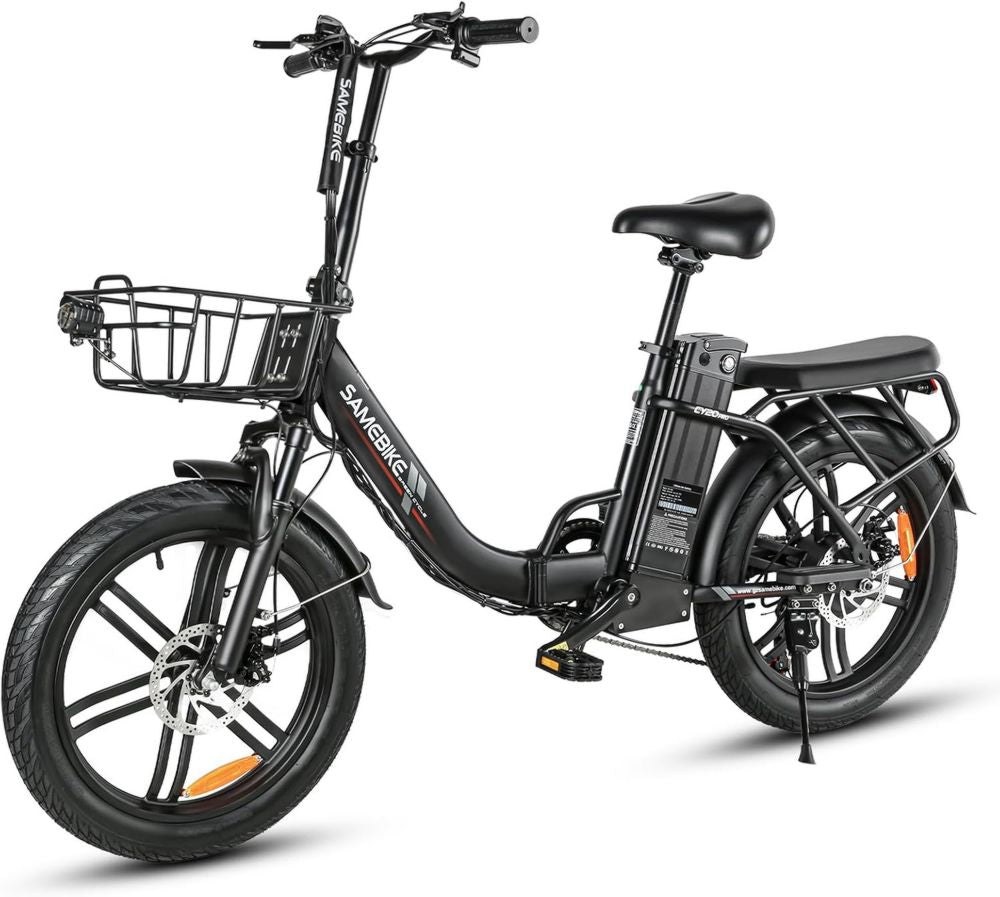 Bicicletta Elettrica Pieghevole SAMEBIKE 20' Fat Bike 250W per Adulti con Batteria Rimovibile, Cambio a 7 Marce e Freni a Disco