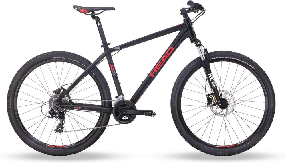 Bicicletta da Montagna Unisex HEAD Troy 2.0, Nero Opaco con Dettagli Rossi, Telaio 51 cm