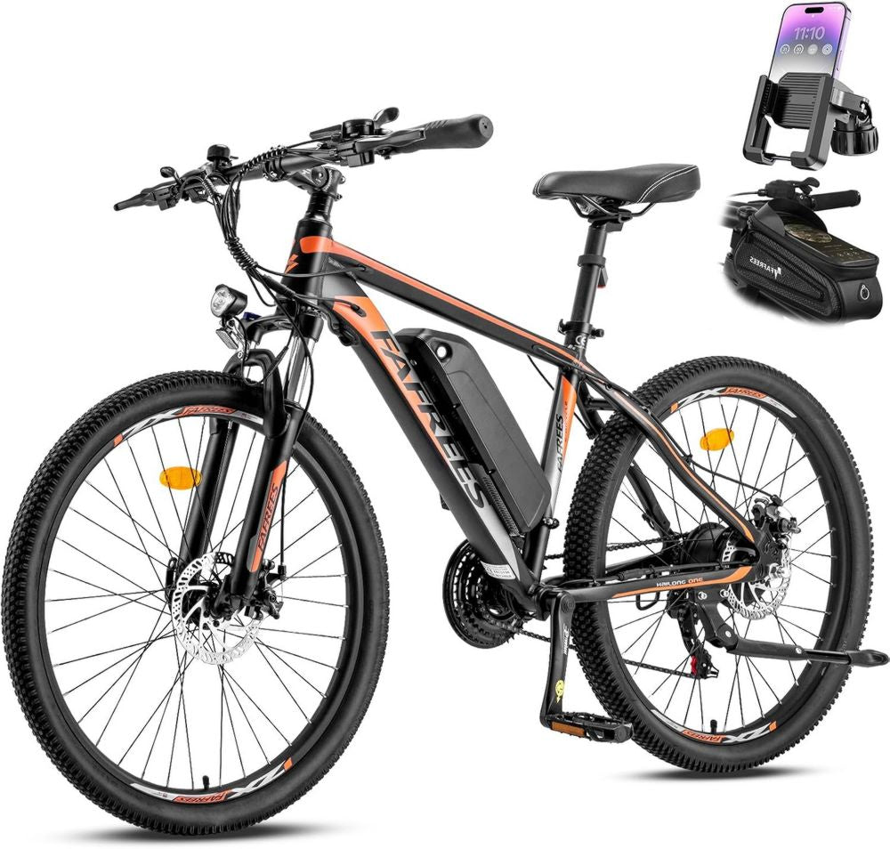 Bicicletta Elettrica Fafrees 26'' - Mountain Bike con Batteria Rimovibile, 21 Velocità, Freno a Disco, Autonomia 100km