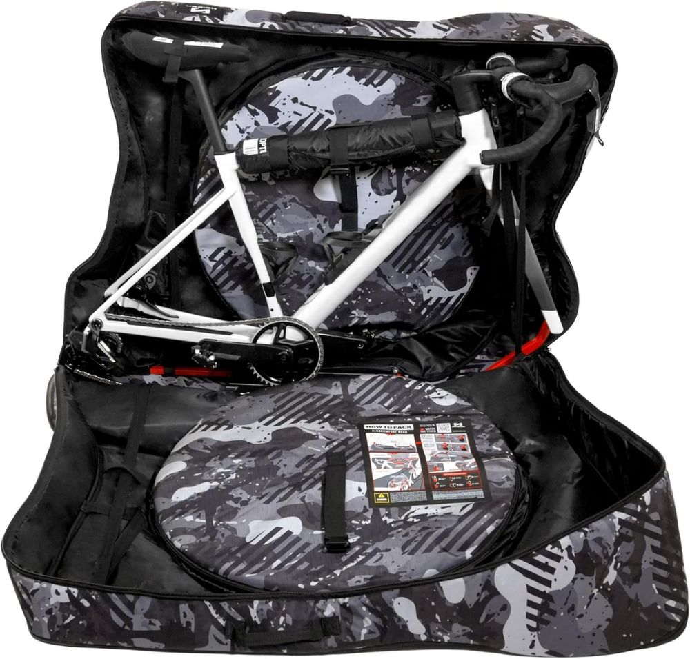 Borsa da Viaggio SCICON Aerocomfort 3.1 per Bici da Corsa e Gravel, 10.7 kg, Manubrio Regolabile, Grigio Mimetic