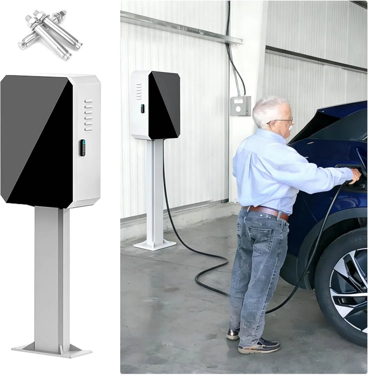 Supporto per La Ricarica di Veicoli Elettrici Interni, Colonnina con Organizzatore per Cavi di Ricarica