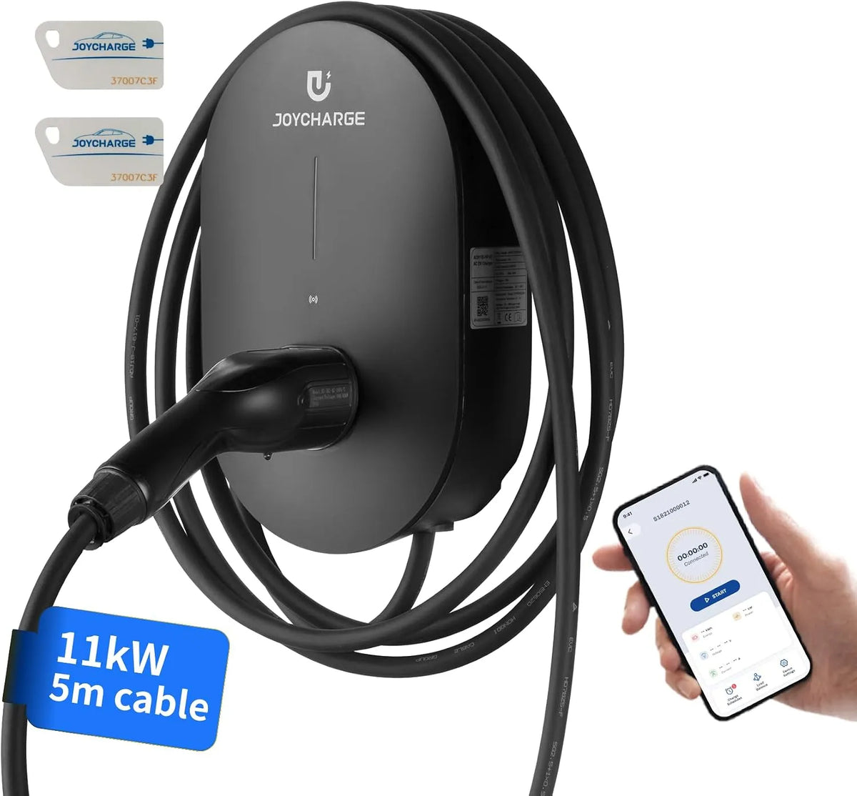 AC011E-HP-02 Wallbox per auto elettrica e caricatore EV portatile, 11 kW, con Wi-Fi, controllo tramite app, Tipo 2