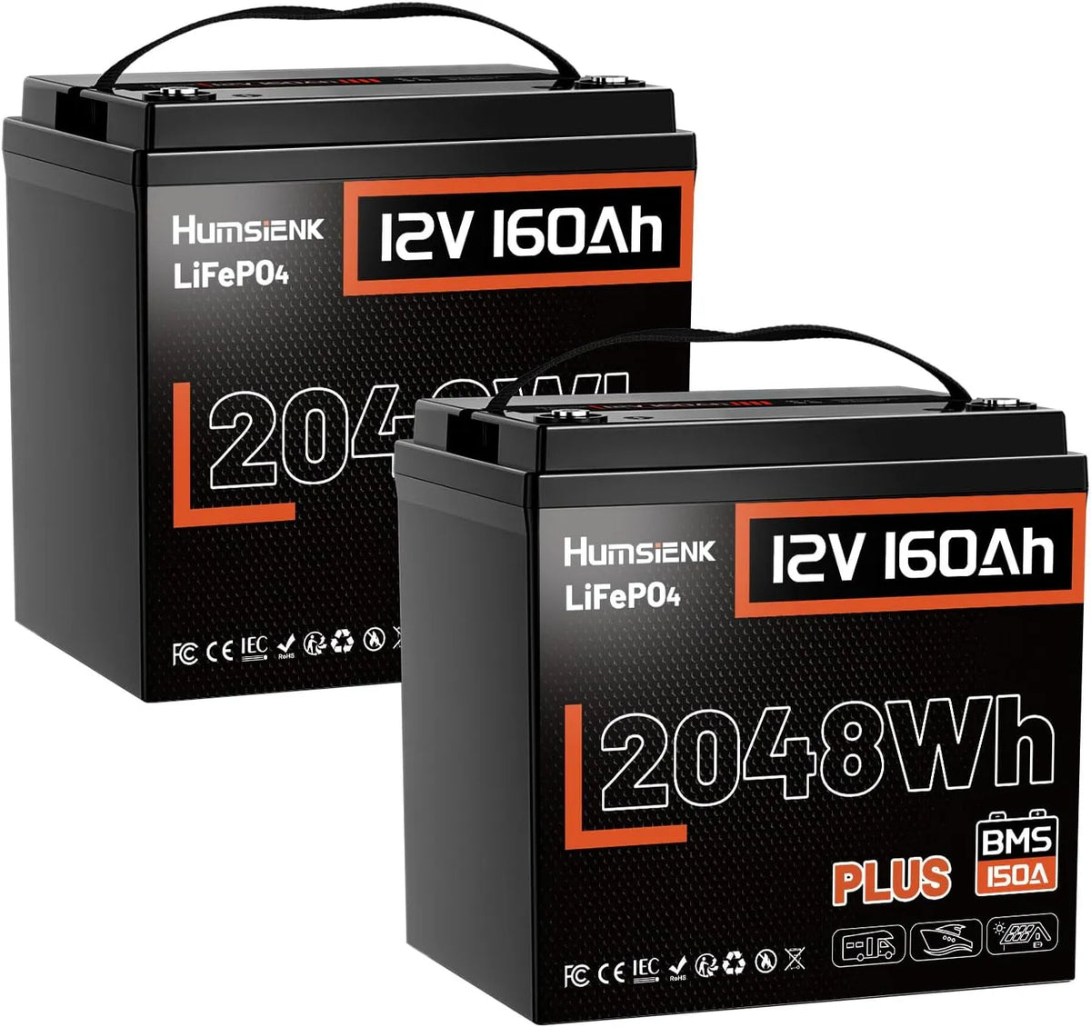 LiFePO4 Batteria al litio LiFePO4 e batteria solare a ciclo profondo, 160Ah, 12V