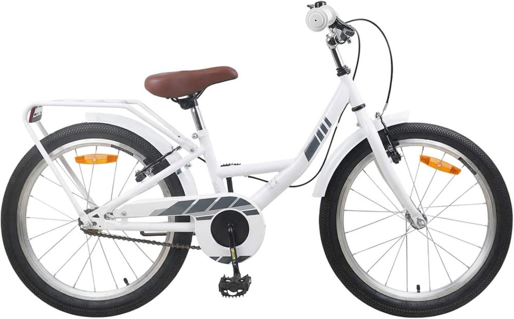 Bici per Bambini 18 Pollici, Età 5-7, Bianca con Manubrio Regolabile
