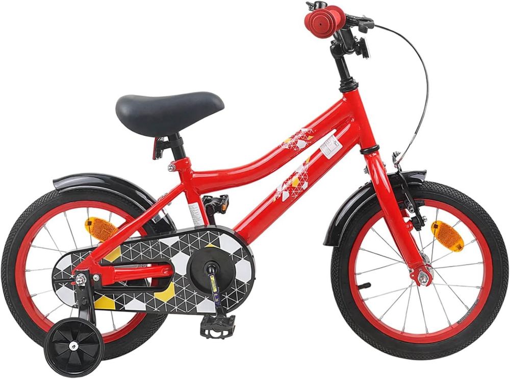 Bicicletta per Bambini 12'' 2-4 Anni Rossa con Manubrio e Sella Regolabili