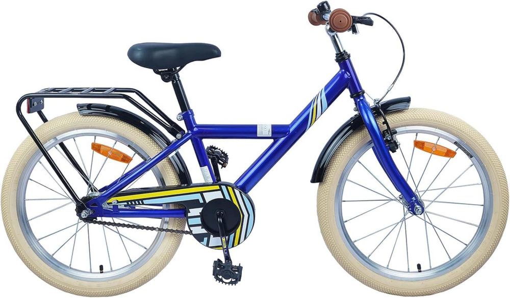 Bicicletta Bambini 18 Pollici Età 5-7 Anni in Acciaio Blu Scuro, Manubrio Regolabile
