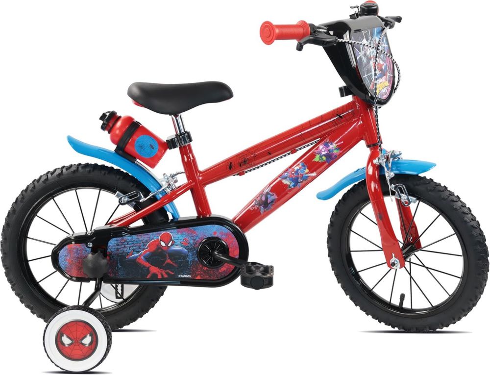 Bicicletta per Bambini 14 Pollici con Motivo Spiderman, Età 3-5 Anni, Freni Caliper e Ruote Gonfiabili