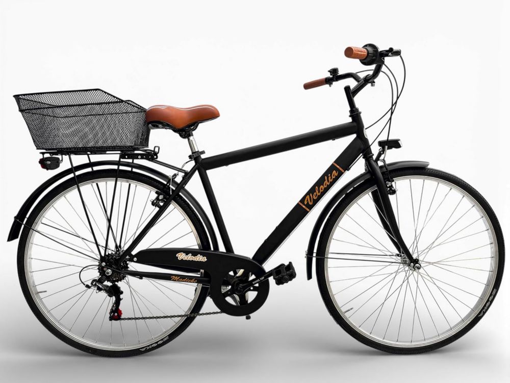 Bicicletta da Uomo 28' Retrò Nera con Cambio Shimano, Comoda e Robusta per Uso Quotidiano
