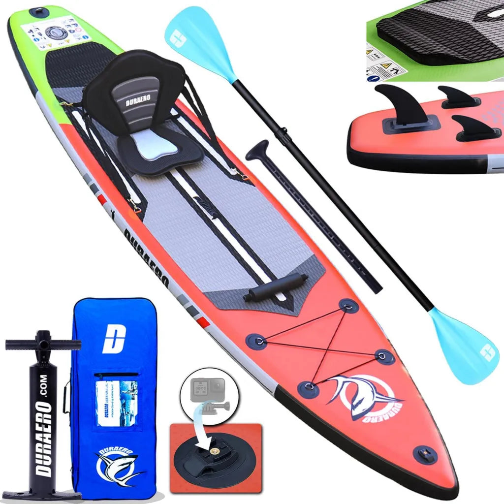 SUP Gonfiabile 330cm 2-in-1 con Seduta Kayak e Accessori Completi, Rosso