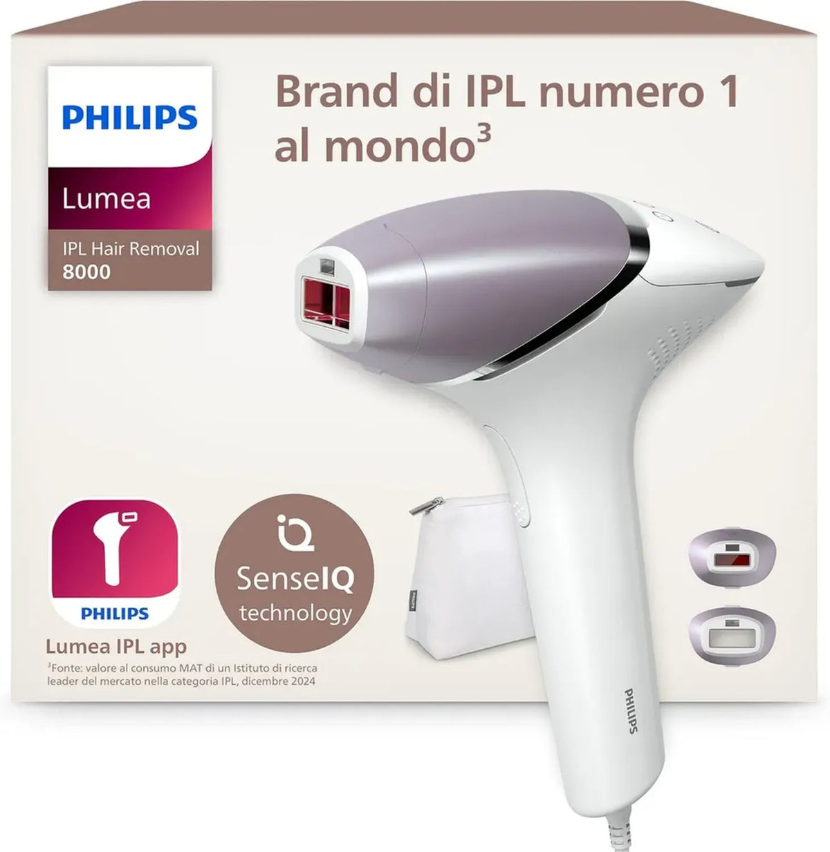Philips Lumea Serie 8000 Epilatore IPL con Tecnologia SenseIQ, Accessori Viso e Corpo, Modello BRI944/00