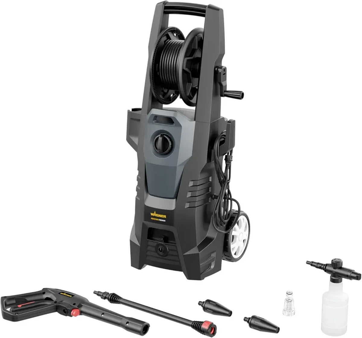 WAGNER AQUASTORM PREMIUM - Idropulitrice potente per pulizia professionale, con ugelli standard, turbo e schiumogeno