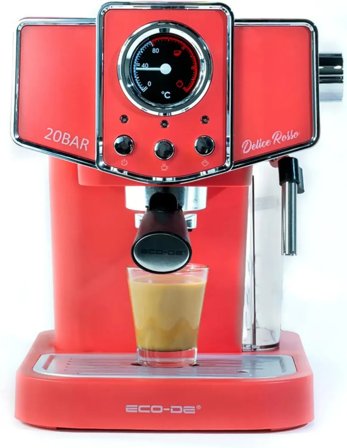 Macchina da Caffè ECODE® con Capsule e Macinato, Montalatte per Cappuccino e Infusi – 20 bar, Design Vintage in Acciaio