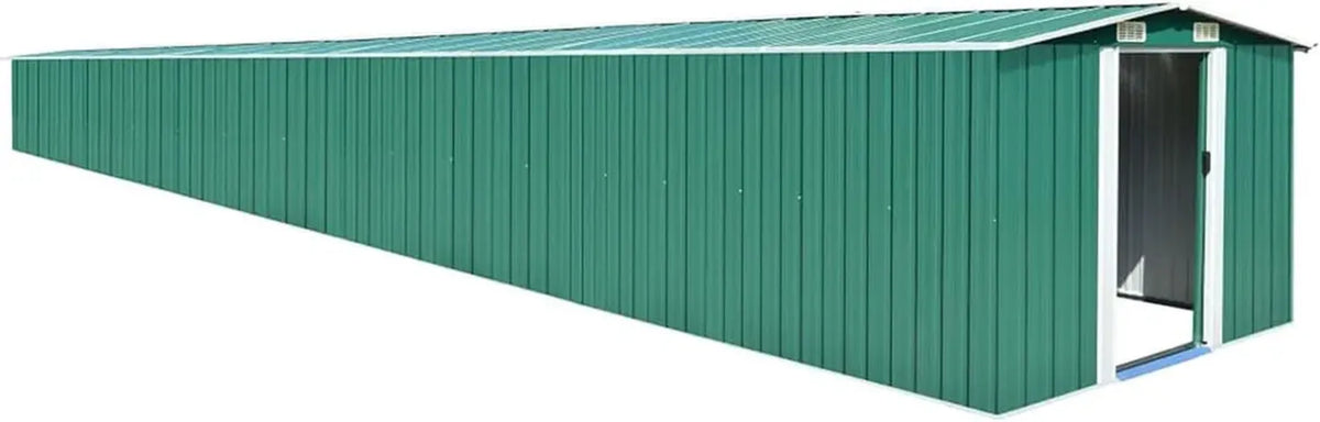 Casetta da Giardino in Acciaio Zincato Verde 257x990x181 cm per Attrezzi