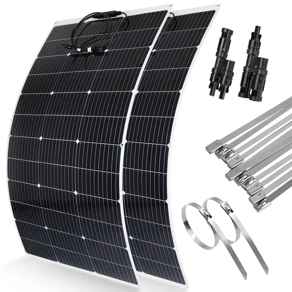 Kit Solare Flessibile 240W 12V DERUXI con Connettori e Fascette