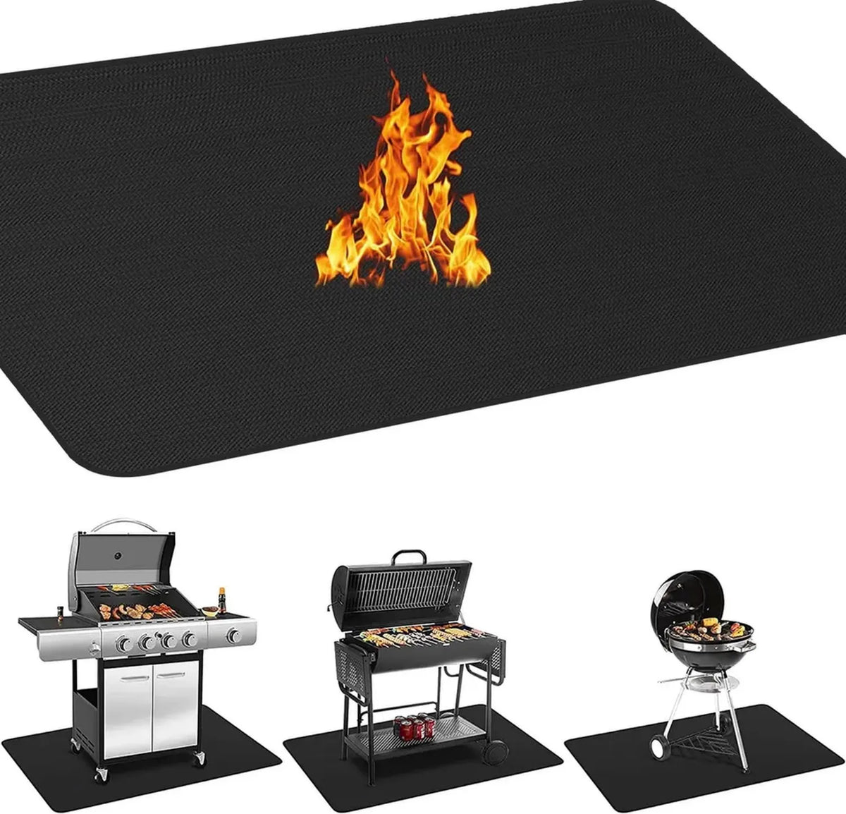 Tappetino ignifugo XXL per barbecue e camini, 160x91 cm, facile pulizia, resistente al calore