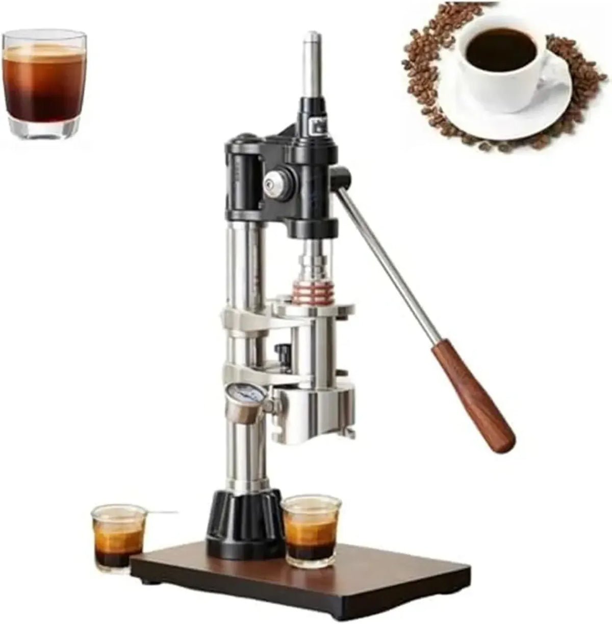 Macchina per caffè espresso a leva con manometro, ideale per uso domestico e professionale