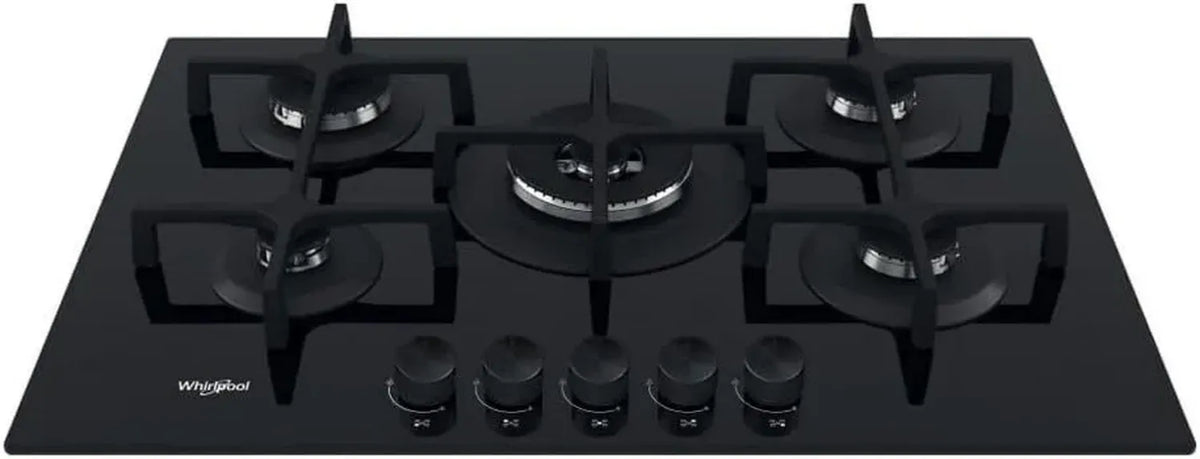 Piano Cottura Gas 5 Fuochi Vetro Nero 73 cm