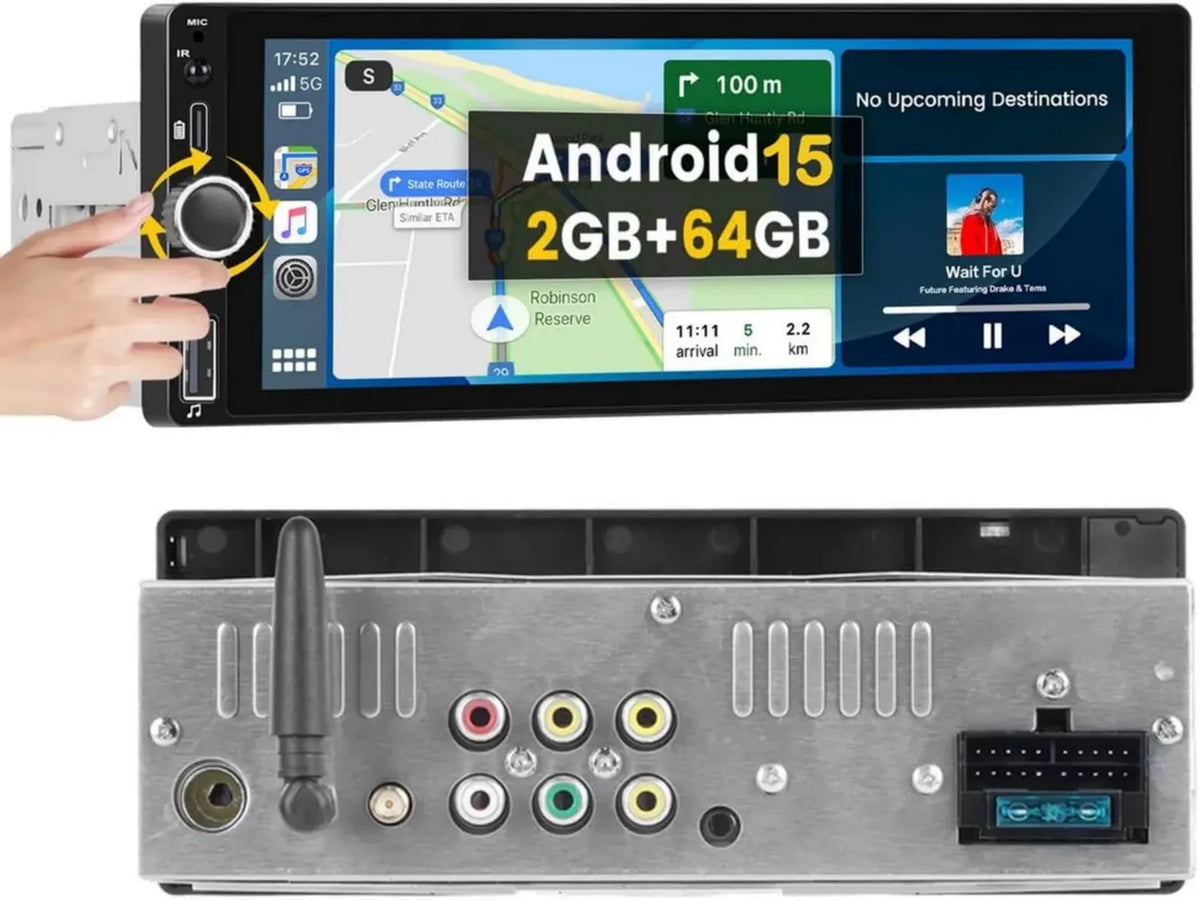 Autoradio 6,9 Pollici Android con CarPlay e Android Auto, 2+64GB, GPS, Bluetooth, WiFi, FM RDS, e Telecamera Posteriore