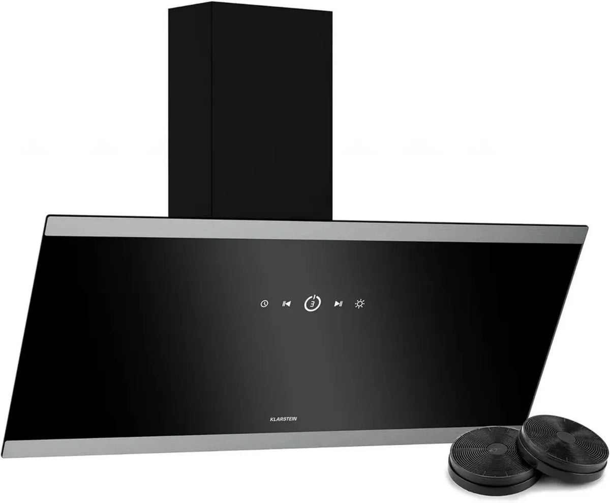 Cappa Cucina Klarstein 90cm, Touchscreen, LED, Nero, 524 m³/ora, Classe A++, Silenziosa