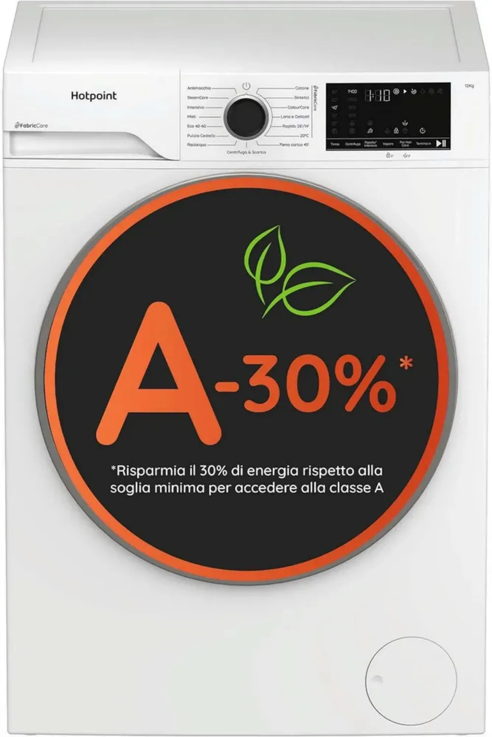 Lavatrice Hotpoint Ariston 12 Kg, Efficienza Classe A, Carica Frontale, 1400 RPM, Cura Animali e Tessuti