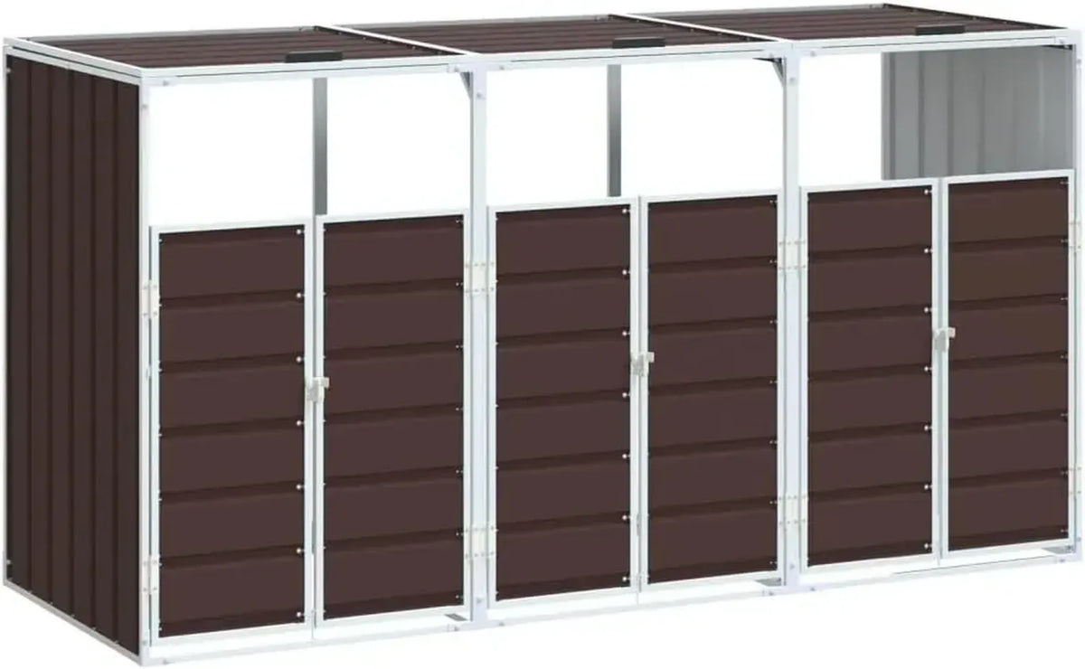 Rivestimento in Acciaio per Bidoni con Ruote 3X Marrone 216x81x115cm per Esterno